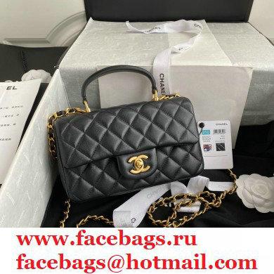 Chanel Small Classic Flap Bag with Top Handle AS2431 Black 2021