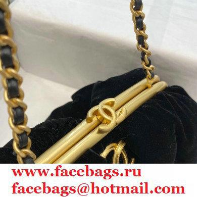 Chanel Velvet Clutch Bag with Chain AS2137 Black/Gold Charms 2020