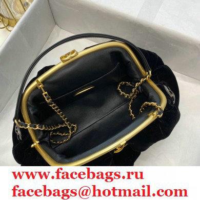 Chanel Velvet Clutch Bag with Chain AS2137 Black/Gold Charms 2020