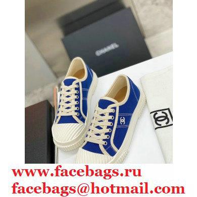 Chanel Vintage Canvas Low-top Sneakers Blue 2021