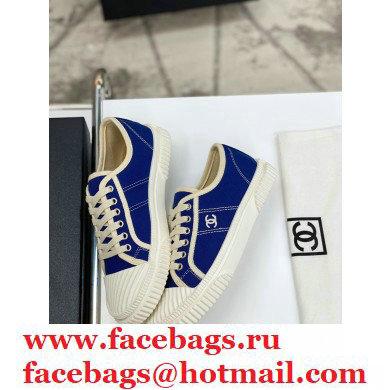 Chanel Vintage Canvas Low-top Sneakers Blue 2021