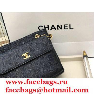 Chanel Vintage Caviar Leather Shoulder Bag with Front Pocket AS6706 Black 2021