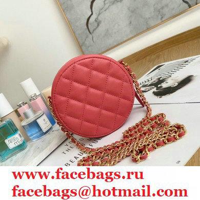 Chanel Zirconium Crystal CC Logo Round Clutch with Chain Bag AP1944 Coral Pink 2021