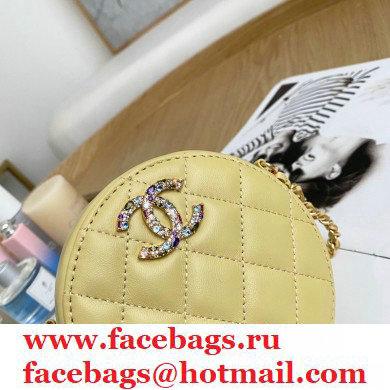 Chanel Zirconium Crystal CC Logo Round Clutch with Chain Bag AP1944 Yellow 2021