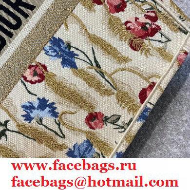 Dior Book Tote Bag in Beige Multicolor Hibiscus Metallic Thread Embroidery 2021