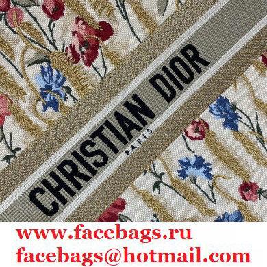 Dior Book Tote Bag in Beige Multicolor Hibiscus Metallic Thread Embroidery 2021