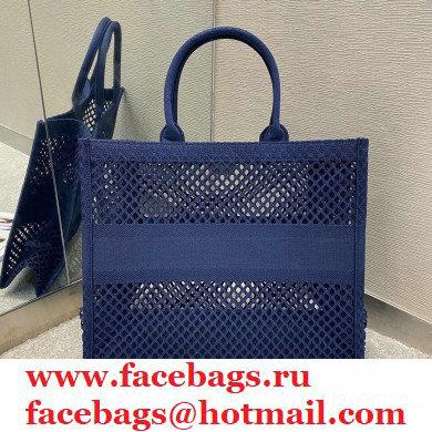 Dior Book Tote Bag in Blue Mesh Embroidery 2021