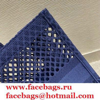 Dior Book Tote Bag in Blue Mesh Embroidery 2021