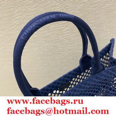 Dior Book Tote Bag in Blue Mesh Embroidery 2021