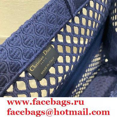 Dior Book Tote Bag in Blue Mesh Embroidery 2021