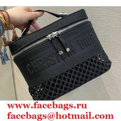 Dior DiorTravel Vanity Case Bag In Black Mesh Embroidery 2021