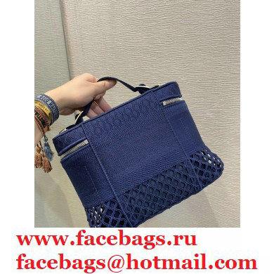 Dior DiorTravel Vanity Case Bag In Blue Mesh Embroidery 2021