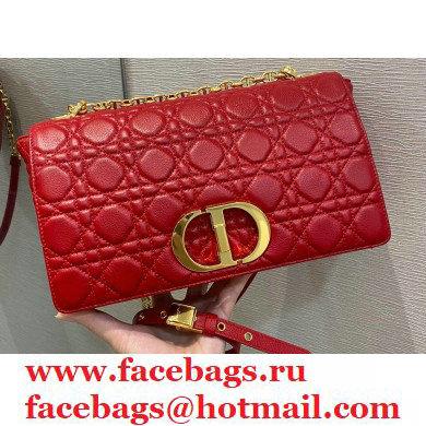 Dior Large Caro Bag in Soft Cannage Calfskin Red 2021