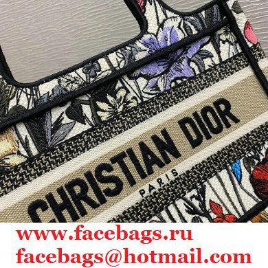 Dior Mini Book Tote Bag in Multicolor Mille Fleurs Embroidery 2021