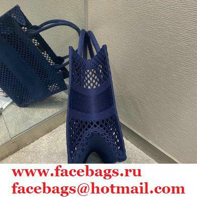 Dior Small Book Tote Bag in Blue Mesh Embroidery 2021