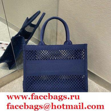 Dior Small Book Tote Bag in Blue Mesh Embroidery 2021