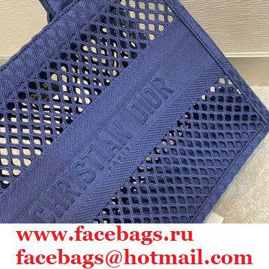 Dior Small Book Tote Bag in Blue Mesh Embroidery 2021