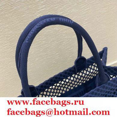 Dior Small Book Tote Bag in Blue Mesh Embroidery 2021