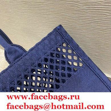 Dior Small Book Tote Bag in Blue Mesh Embroidery 2021