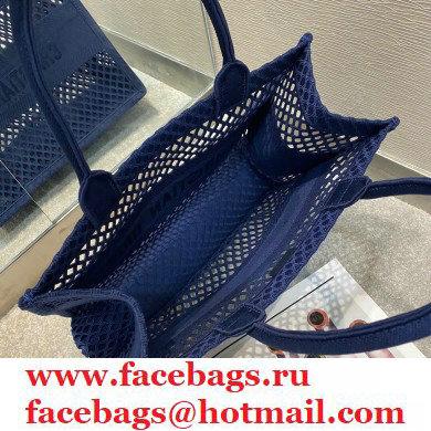 Dior Small Book Tote Bag in Blue Mesh Embroidery 2021