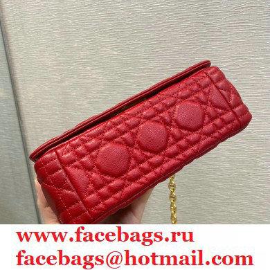 Dior Small Caro Bag in Soft Cannage Calfskin Red 2021