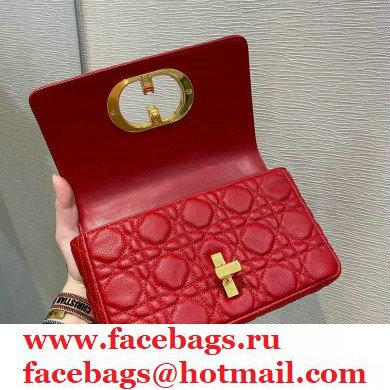 Dior Small Caro Bag in Soft Cannage Calfskin Red 2021