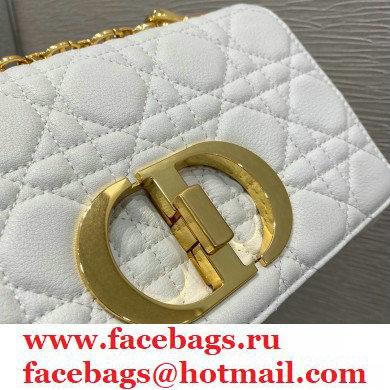 Dior Small Caro Bag in Soft Cannage Calfskin White 2021