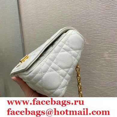 Dior Small Caro Bag in Soft Cannage Calfskin White 2021