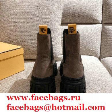 Fendi Leather Force Chelsea Boots Suede Camel 2021