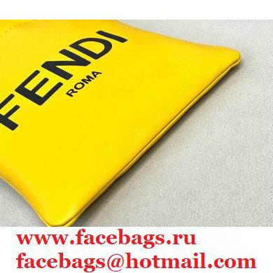 Fendi Leather Phone Pouch Bag with Detachable Necklace Yellow 2021