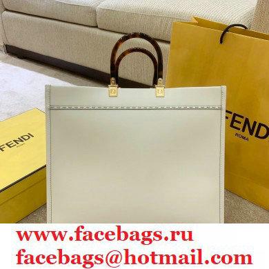 Fendi Leather Sunshine Shopper Tote Bag White 2020