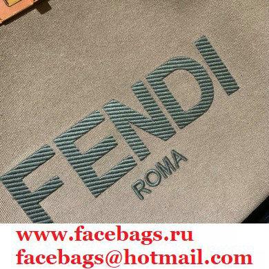 Fendi Medium Peekaboo X-Tote Shopper Bag Dark Green Canvas 2020