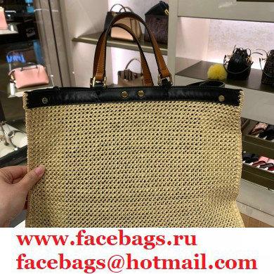 Fendi Medium Peekaboo X-Tote Shopper Bag Natural Raffia 2020