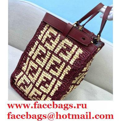 Fendi Raffia FF Medium Peekaboo X-Tote Bag Burgundy 2020