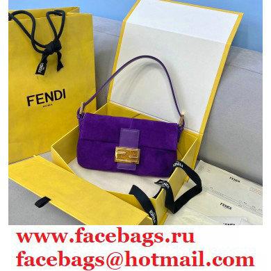 Fendi Vintage Suede Baguette Shoulder Bag Purple 2021