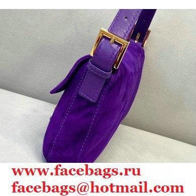 Fendi Vintage Suede Baguette Shoulder Bag Purple 2021