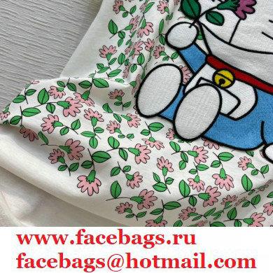 GuccixDoraemon and cartoon flower print T-shirt IVORY 2020 - Click Image to Close
