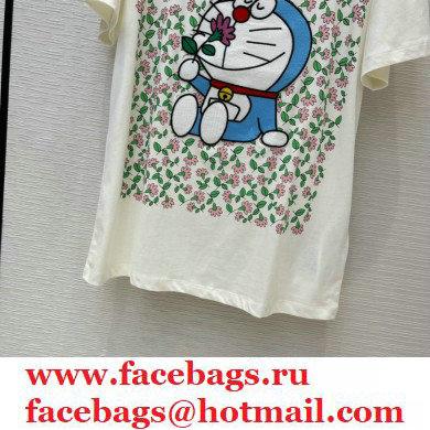 GuccixDoraemon and cartoon flower print T-shirt IVORY 2020