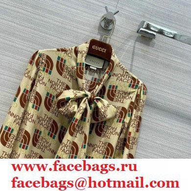 GuccixNorth Face logo printed shirt beige 2021