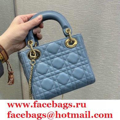 Lady Dior Mini Bag in My ABCDior Cannage Lambskin Cloud Blue 2021