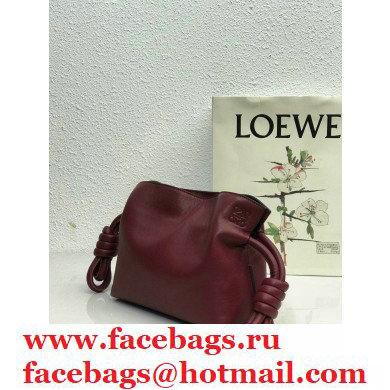 Loewe Mini Flamenco Clutch Bag in Nappa Calfskin Burgundy