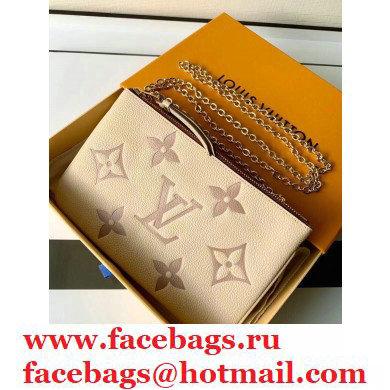 Louis Vuitton Monogram Empreinte Leather Double Zip Pochette Bag M80084 Cream/Bois de Rose Pink 2021