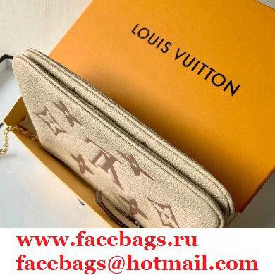 Louis Vuitton Monogram Empreinte Leather Double Zip Pochette Bag M80084 Cream/Bois de Rose Pink 2021