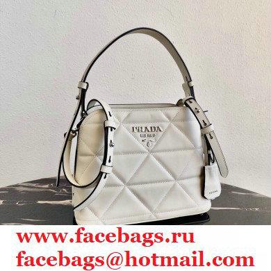 Prada Spectrum Small Leather Top Handle Bag 1BA311 White 2021