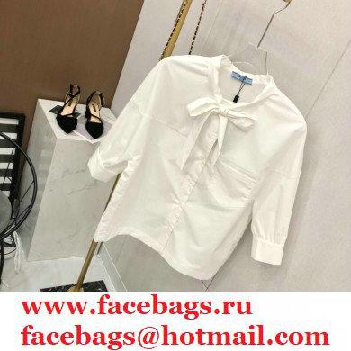 prada short-sleeved shirt with bow white 2021