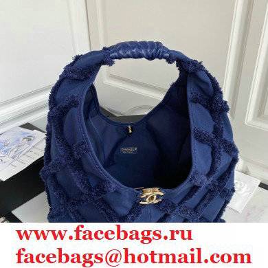 Chanel Cotton Canvas and Calfskin Large Hobo Bag AS2292 Navy Blue 2021