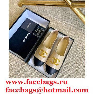 Chanel Gold Metal CC Logo Espadrilles G29762 Beige 2021