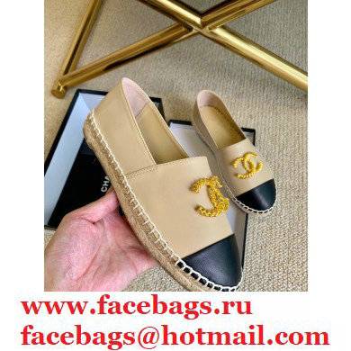 Chanel Gold Metal CC Logo Espadrilles G29762 Beige 2021