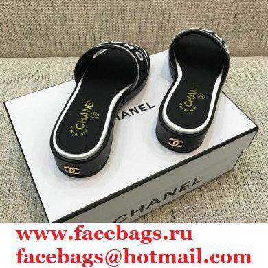 Chanel Lambskin and Logo Embroideries Mules G36557 Black/White 2021