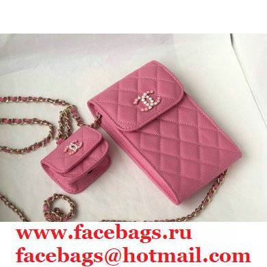 Chanel PINK phone case in caviar leather AS81069 2021